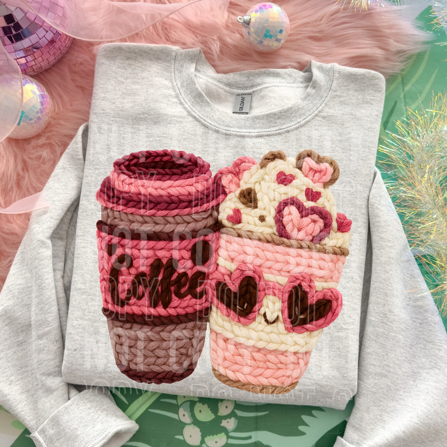 Coffee Valentines faux yarn- DTF Transfer
