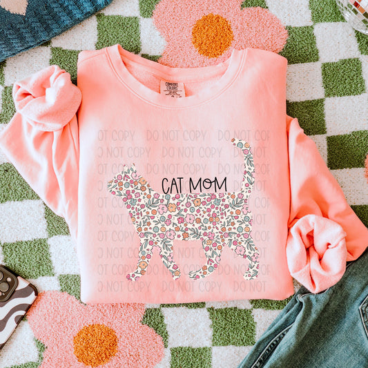 Floral Cat Mom Standing- DTF Transfer