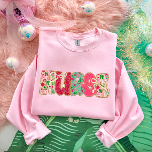 Nurse Christmas Bow Lace- DTF Transfer