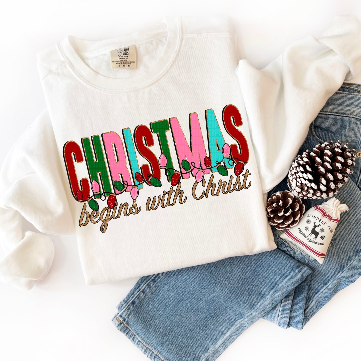 Christmas begins with Christ- DTF Transfer