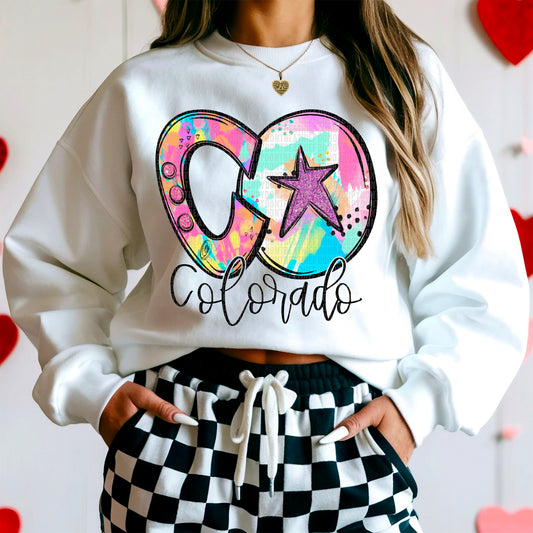 Colorado-50 States Neon Splashes-Sweatshirt/Gildan