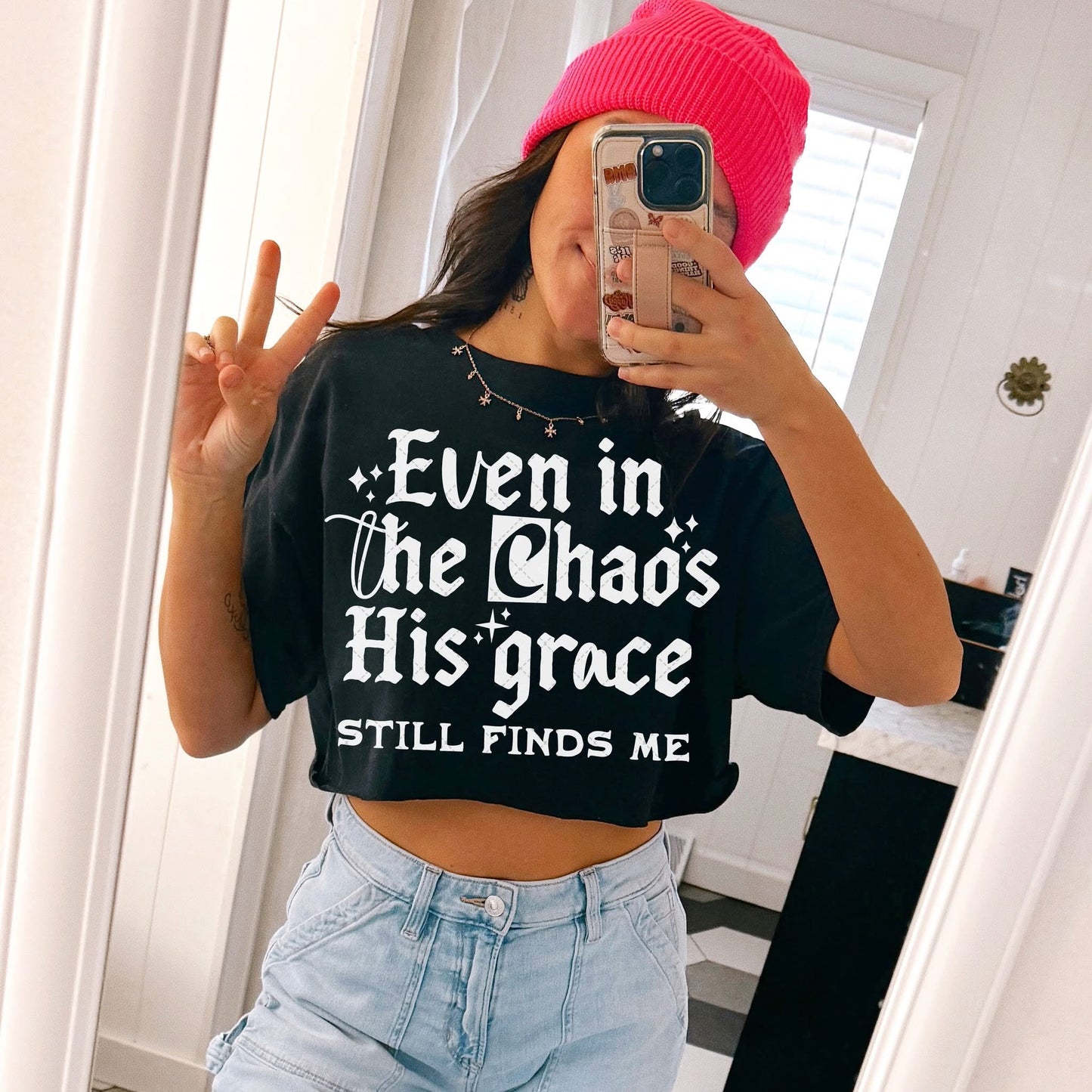 Even in the Chaos His grace still finds me-Bella Canvas