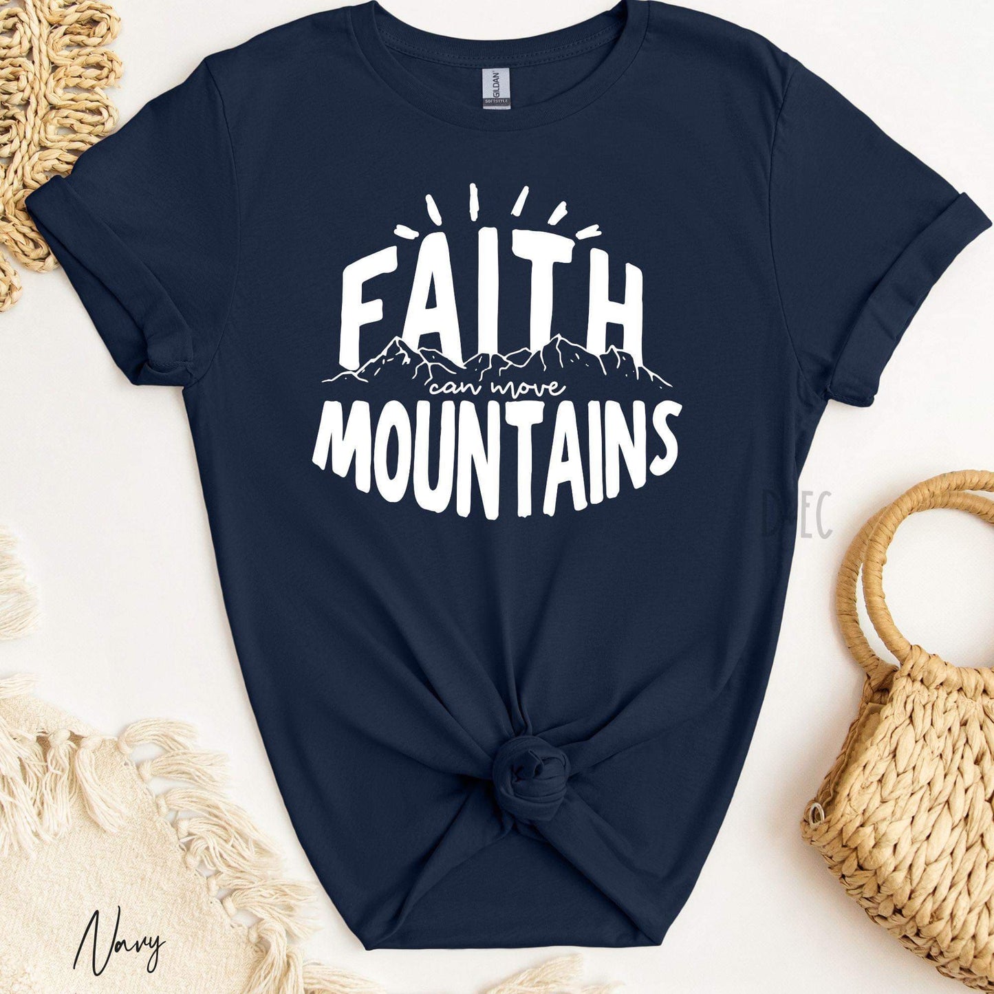 Faith can move mountains white font - dtf transfer