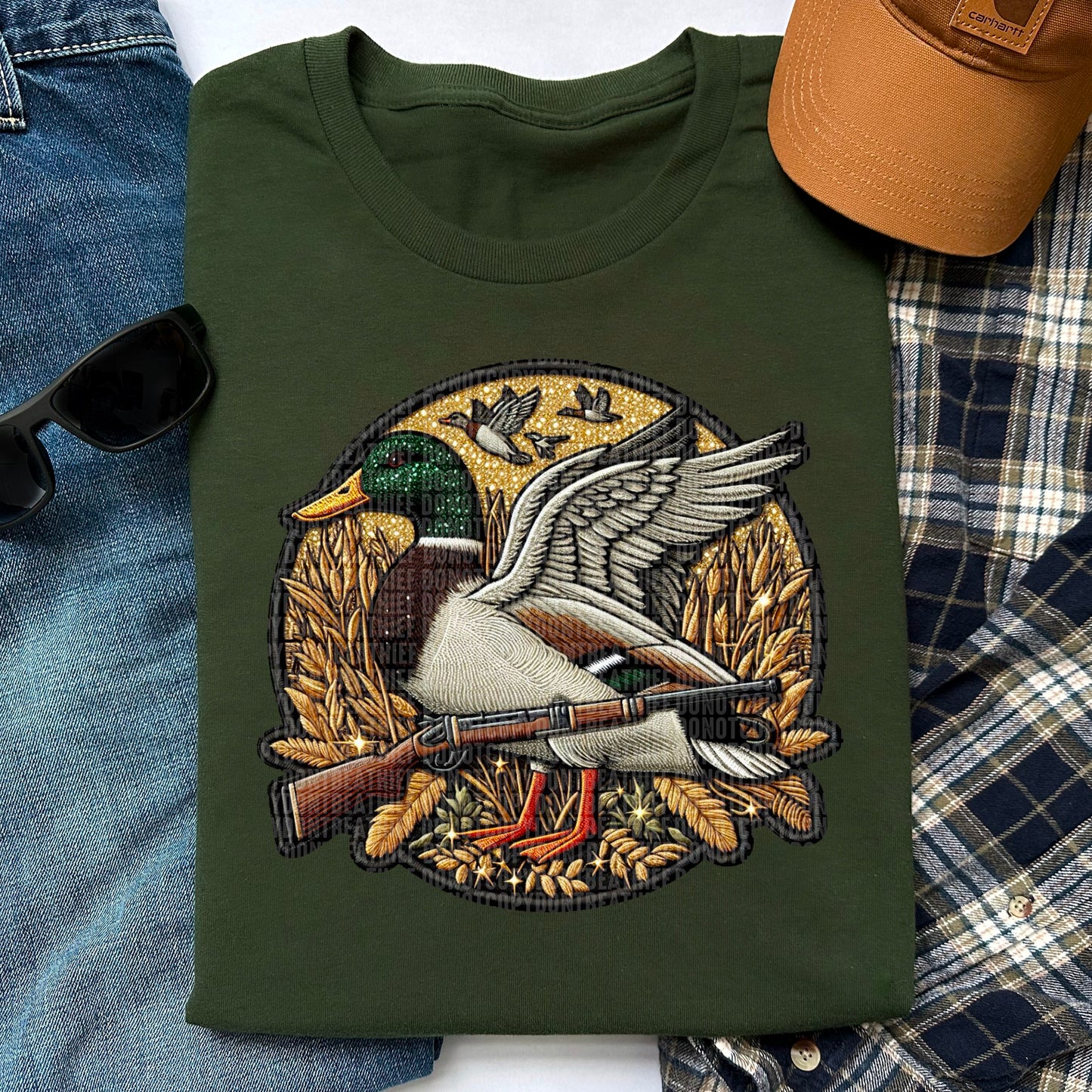 Duck Hunting Faux Embroidery-DTF Transfers