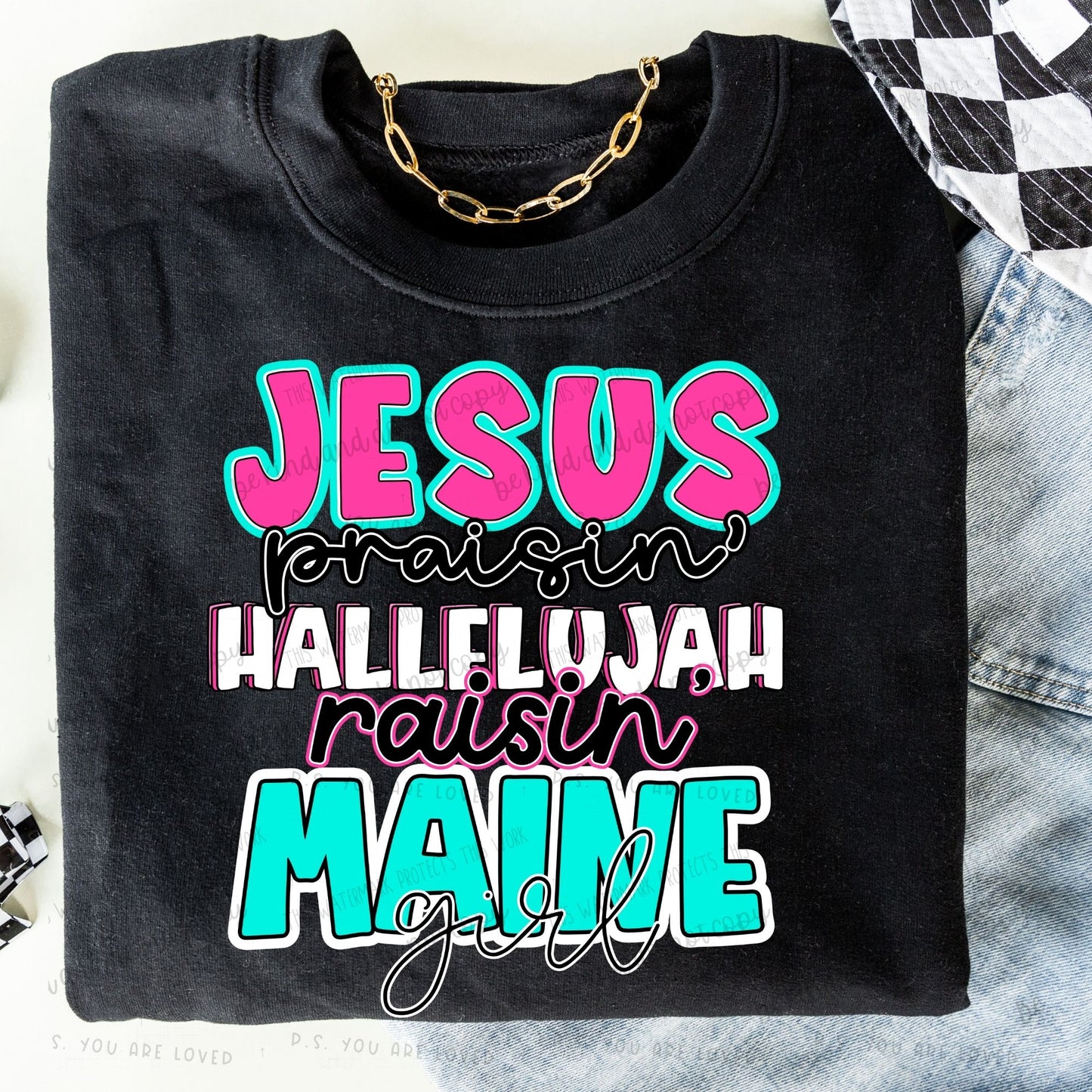 Jesus praisin’ hallelujah raisin “state” girl -DTF Transfer