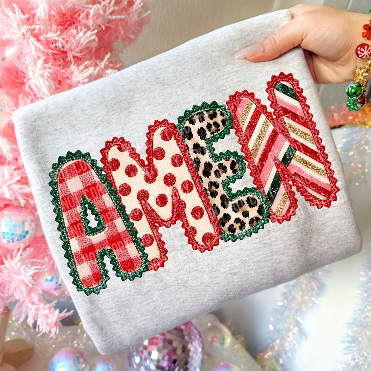 Faux Applique Amen - DTF Transfer