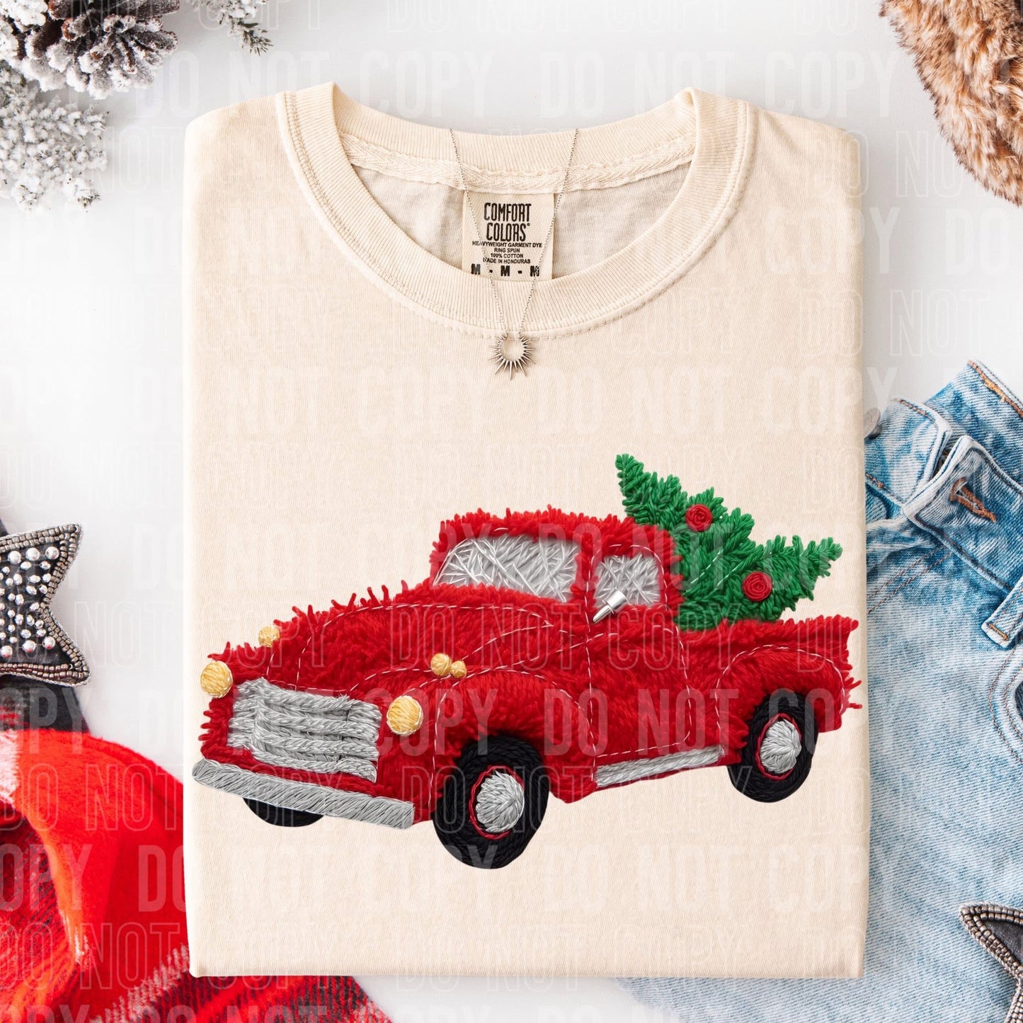 Christmas truck yarn ( not real and not a patch)- DTF Transfer