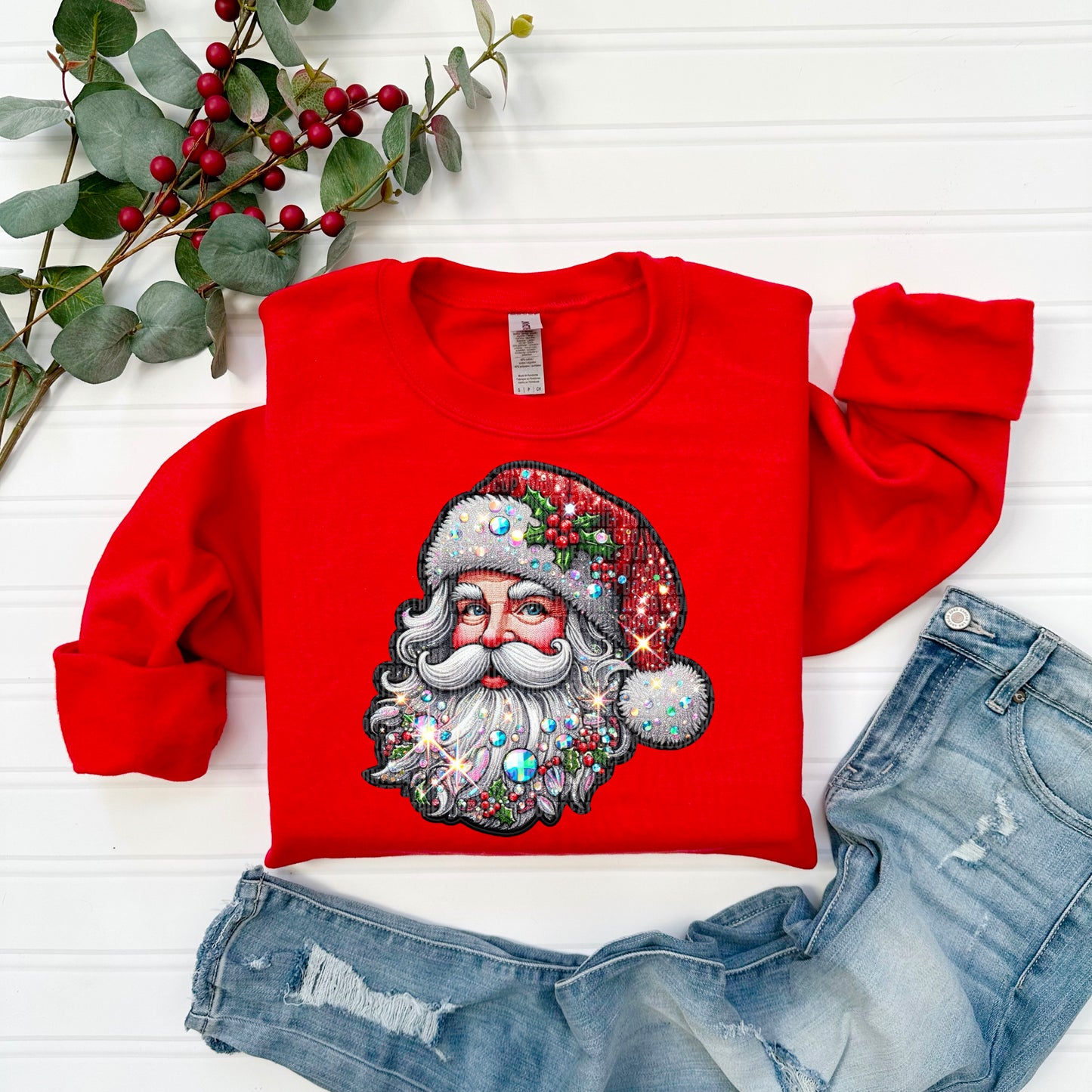 Faux Rhinestone Santa-DTF Transfers