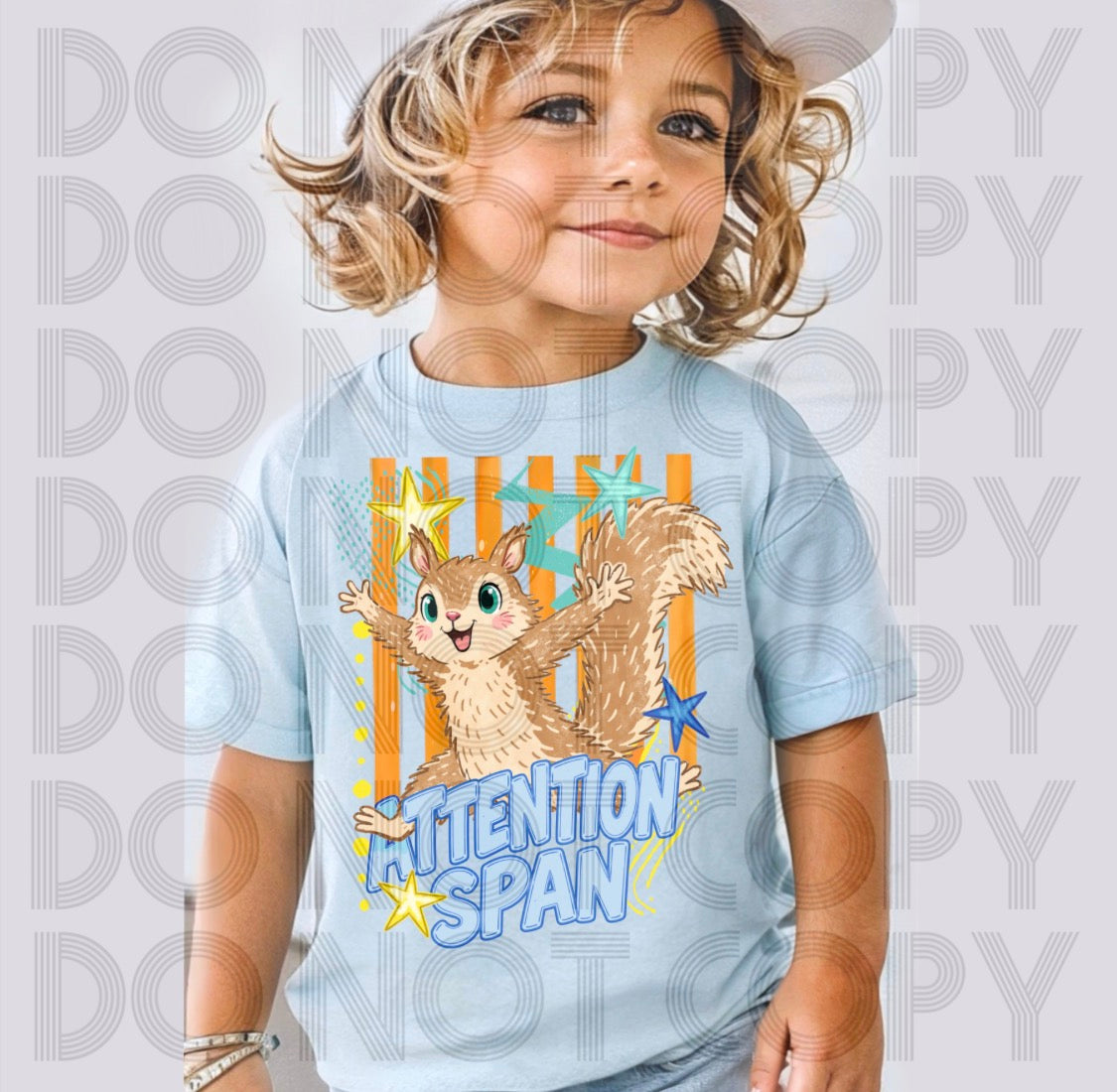 Attention Span Squirrel-Blue- DTF Transfer