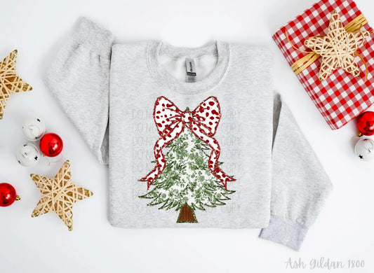 Christmas Tree red bow- DTF Transfer