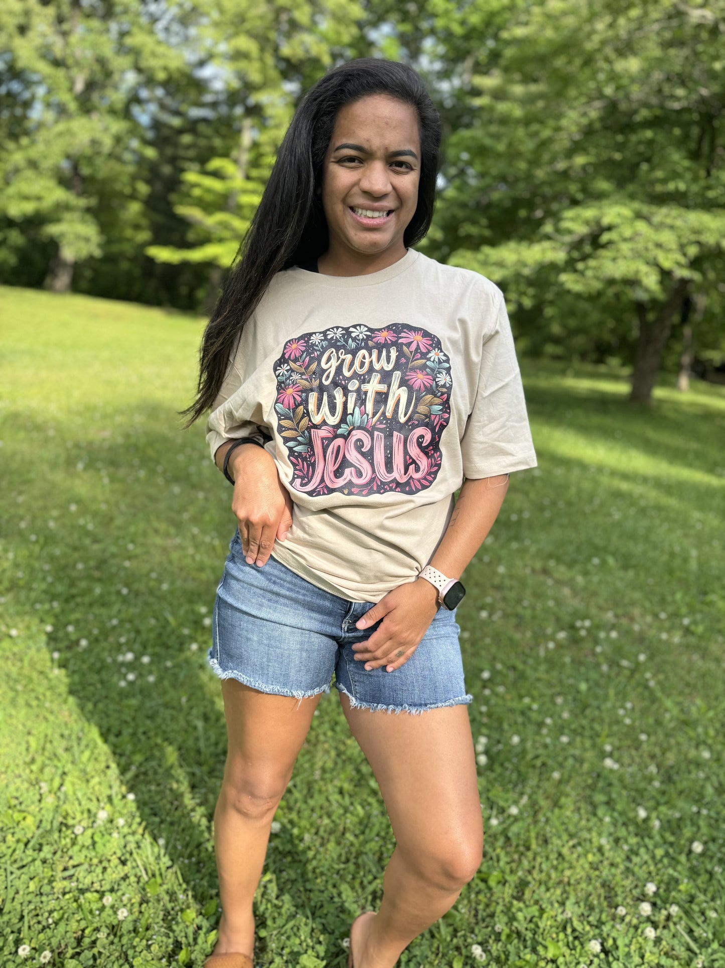 Grow with Jesus -  Bella tan completed tee