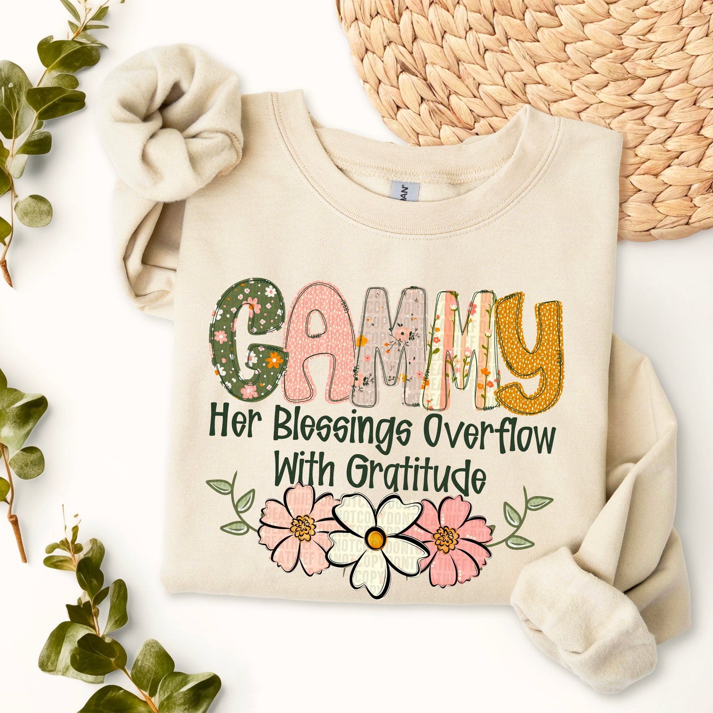 Her blessings overflow with gratitude- DTF Transfer