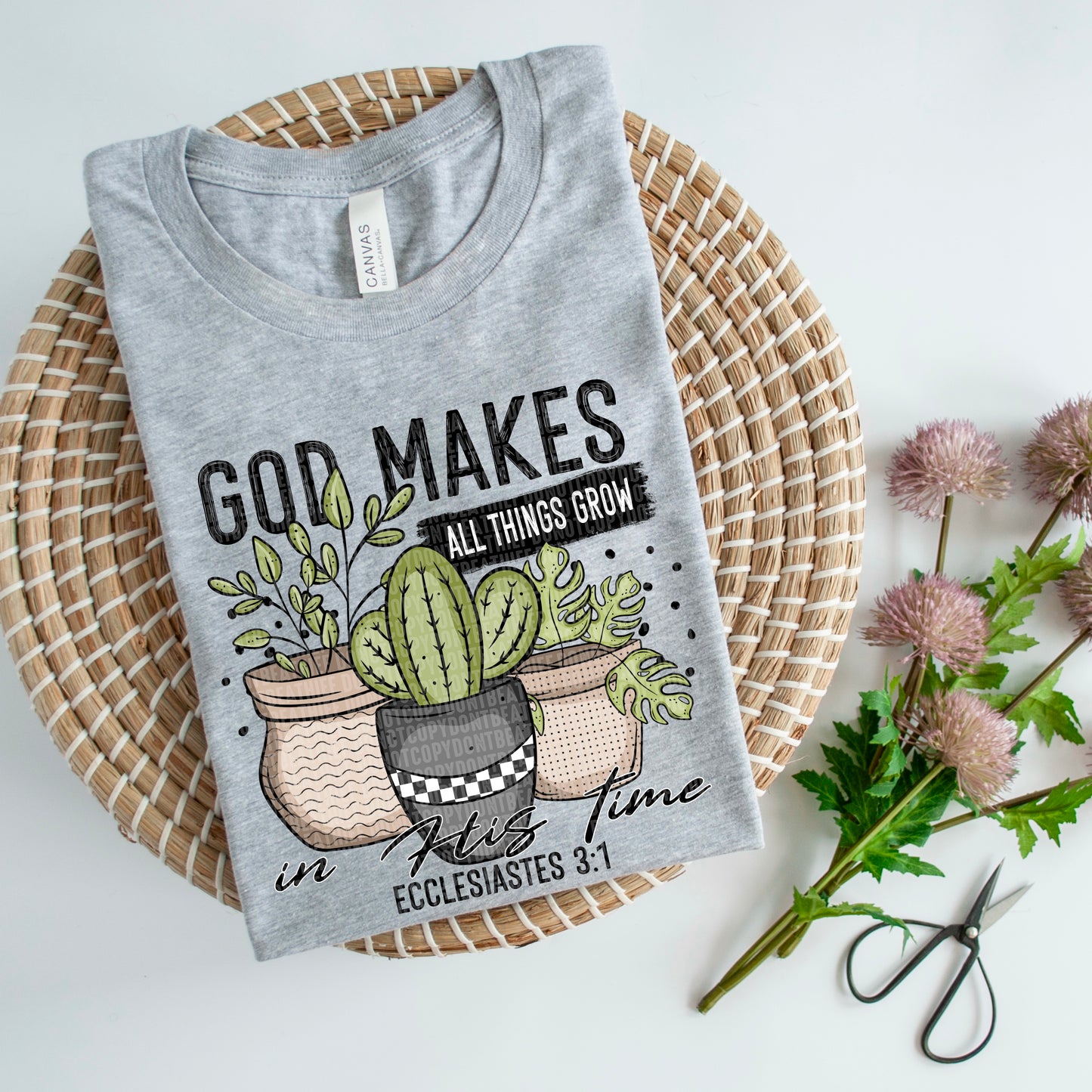 Cacti-God makes all things grow in His time Ecclesiastes 3:1- DTF Transfer