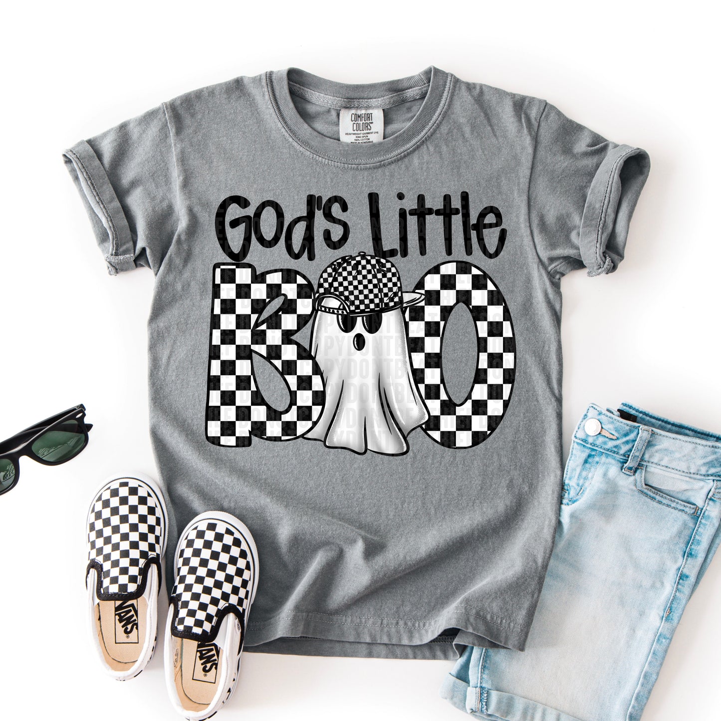 God's little boo black checkered- DTF Transfer