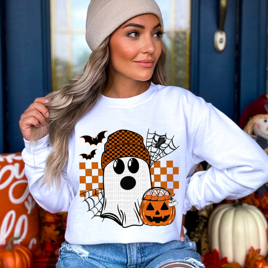 Checkered Ghost Jack-o-lantern-DTF Transfers