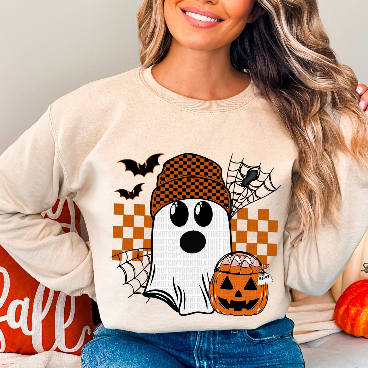 Checkered Ghost Jack-o-lantern-DTF Transfers