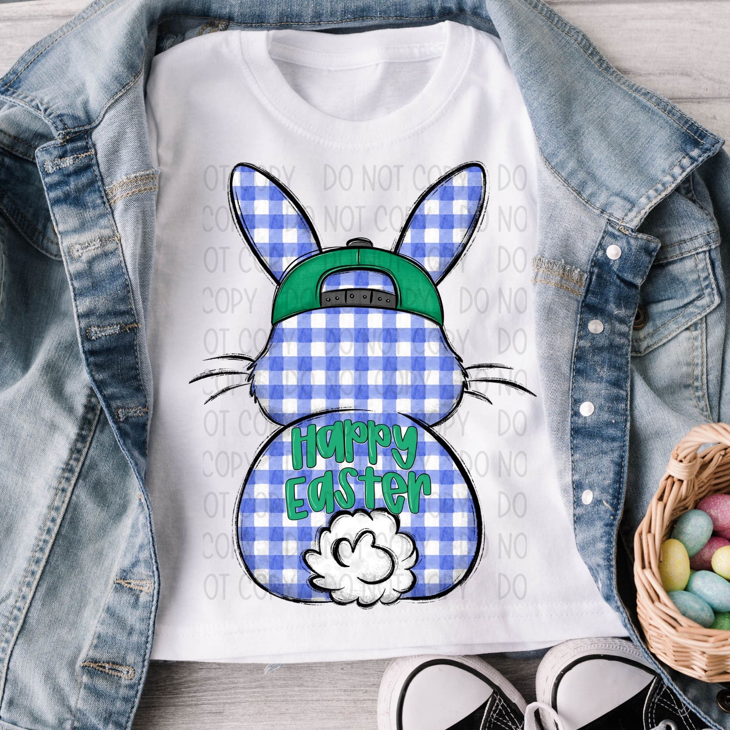 Happy Easter Blue Gingham- DTF Transfer