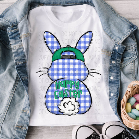 Happy Easter Blue Gingham- DTF Transfer