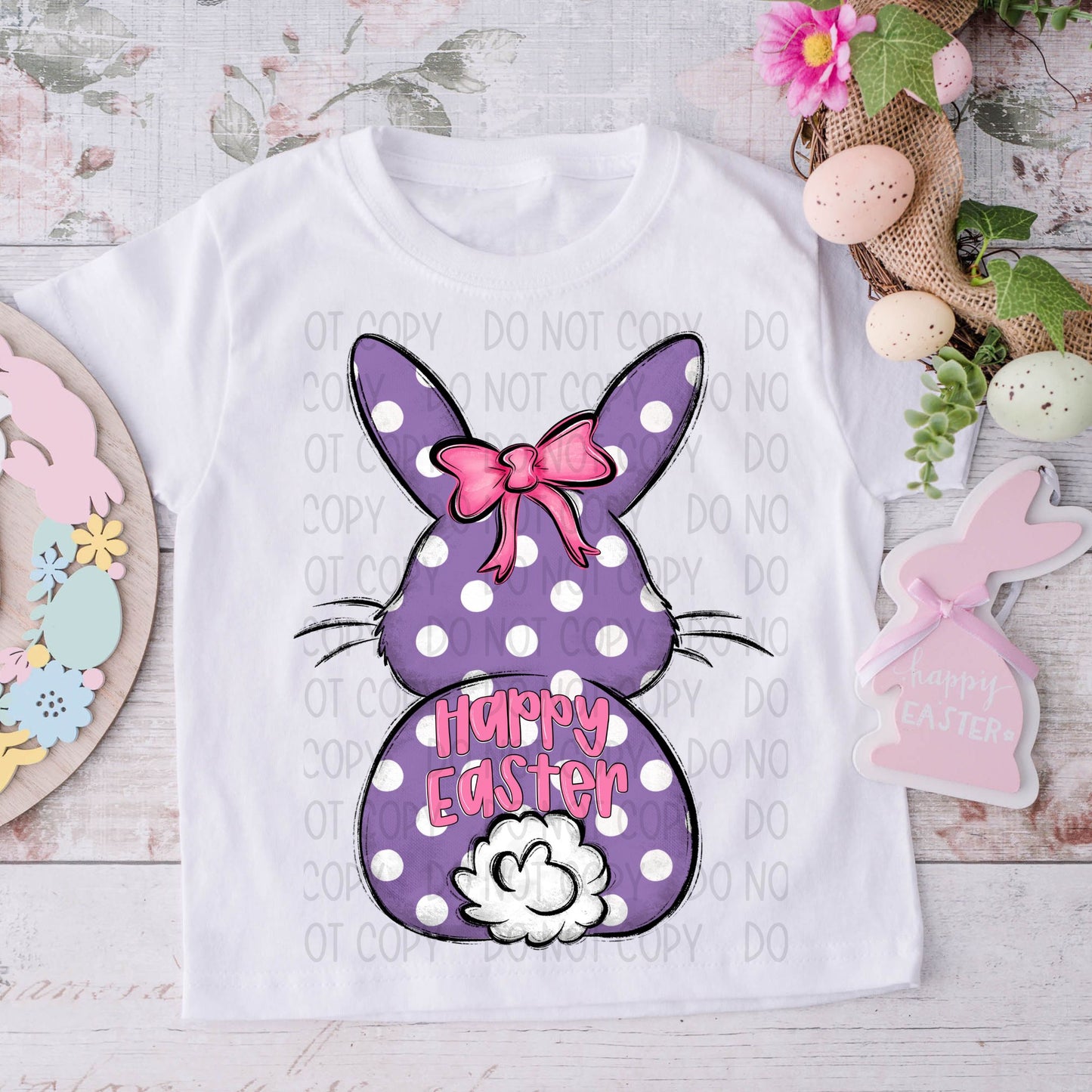 Happy Easter Purple Polka Dots- DTF Transfer