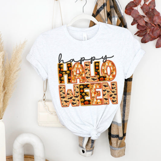 Happy Halloween-Faux Embroidery-DTF Transfer