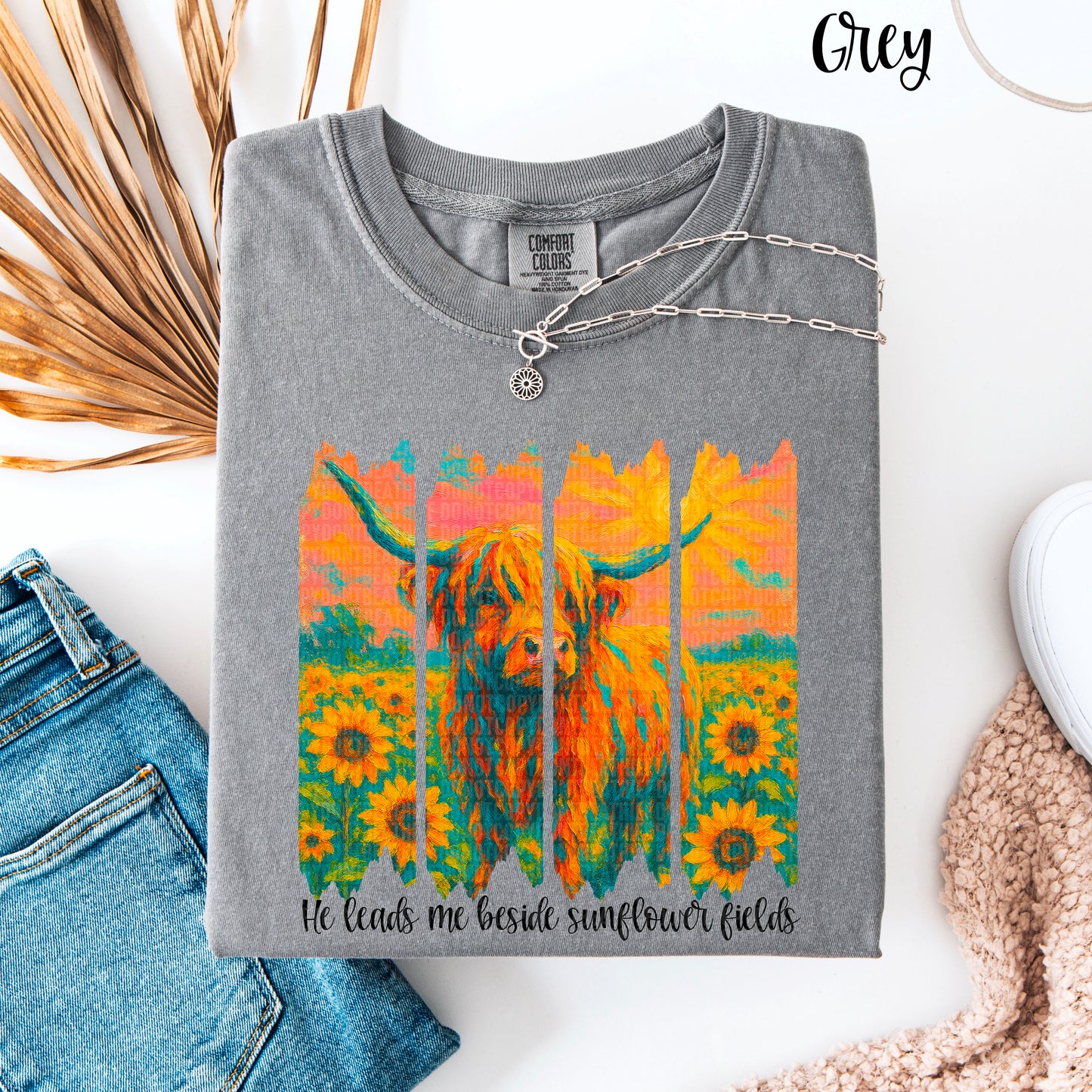 He leads me beside sunflower fields-DTF Transfer