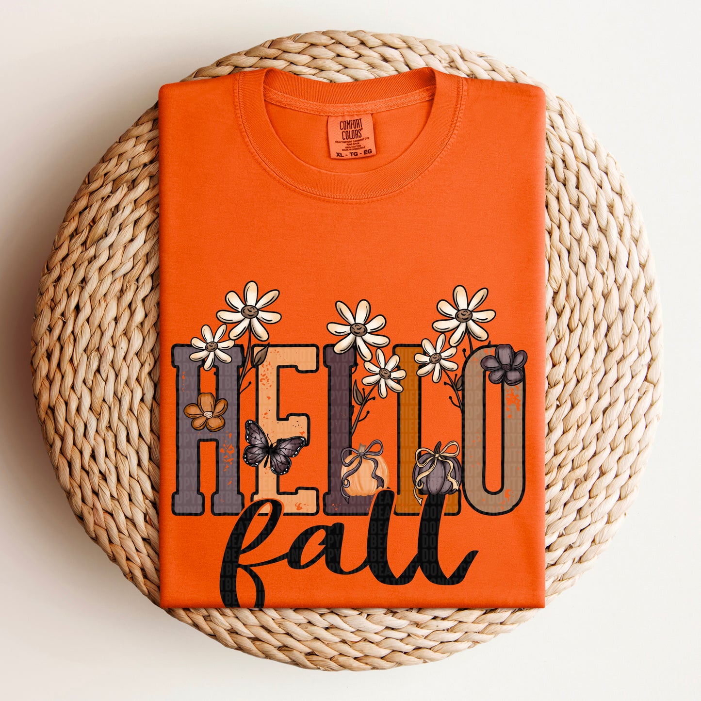 Hello Fall doodle floral- DTF Transfer