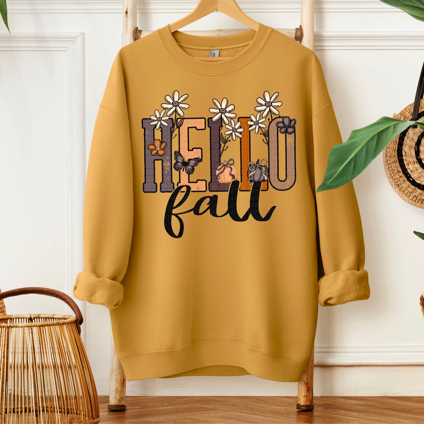 Hello Fall doodle floral- DTF Transfer