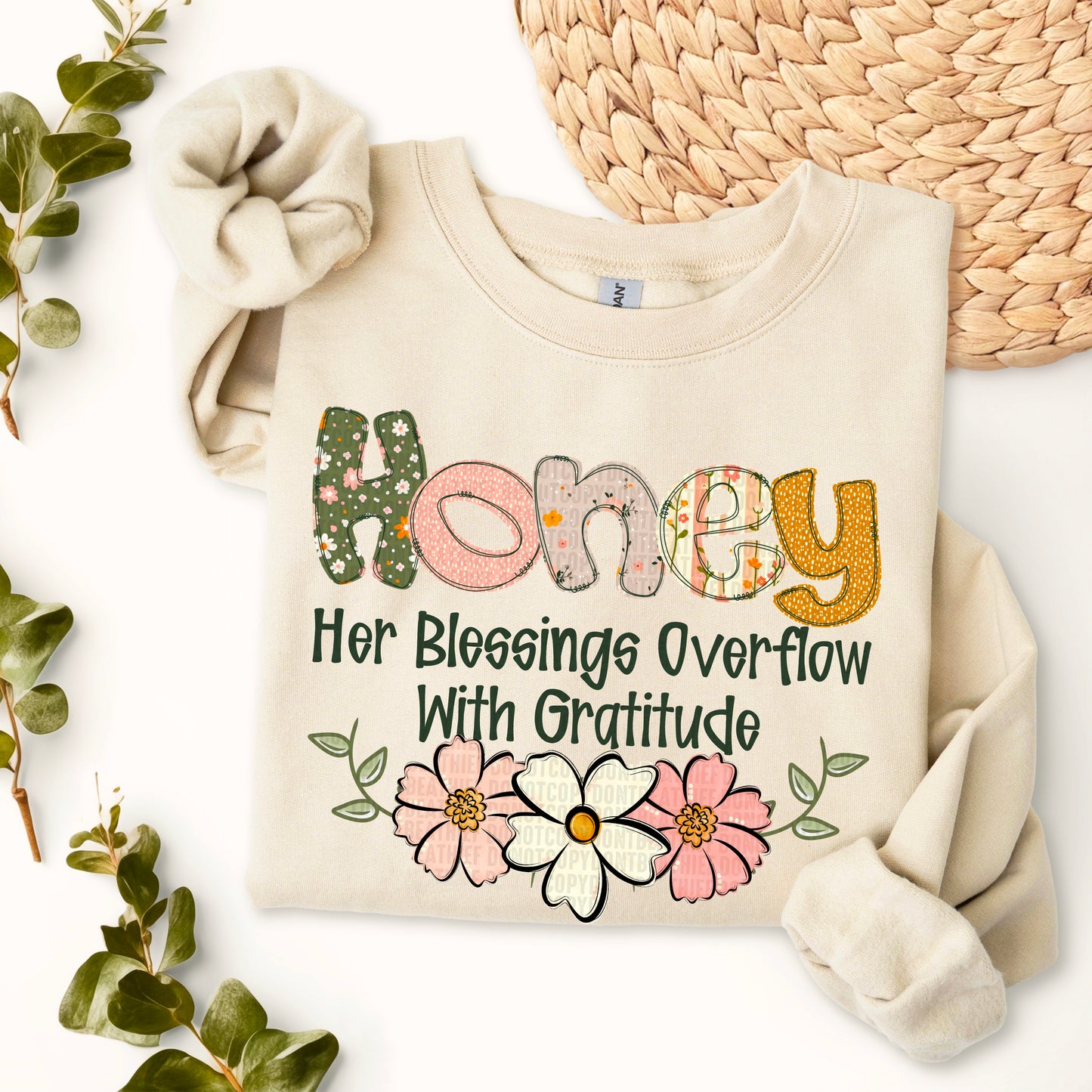 Her blessings overflow with gratitude- DTF Transfer