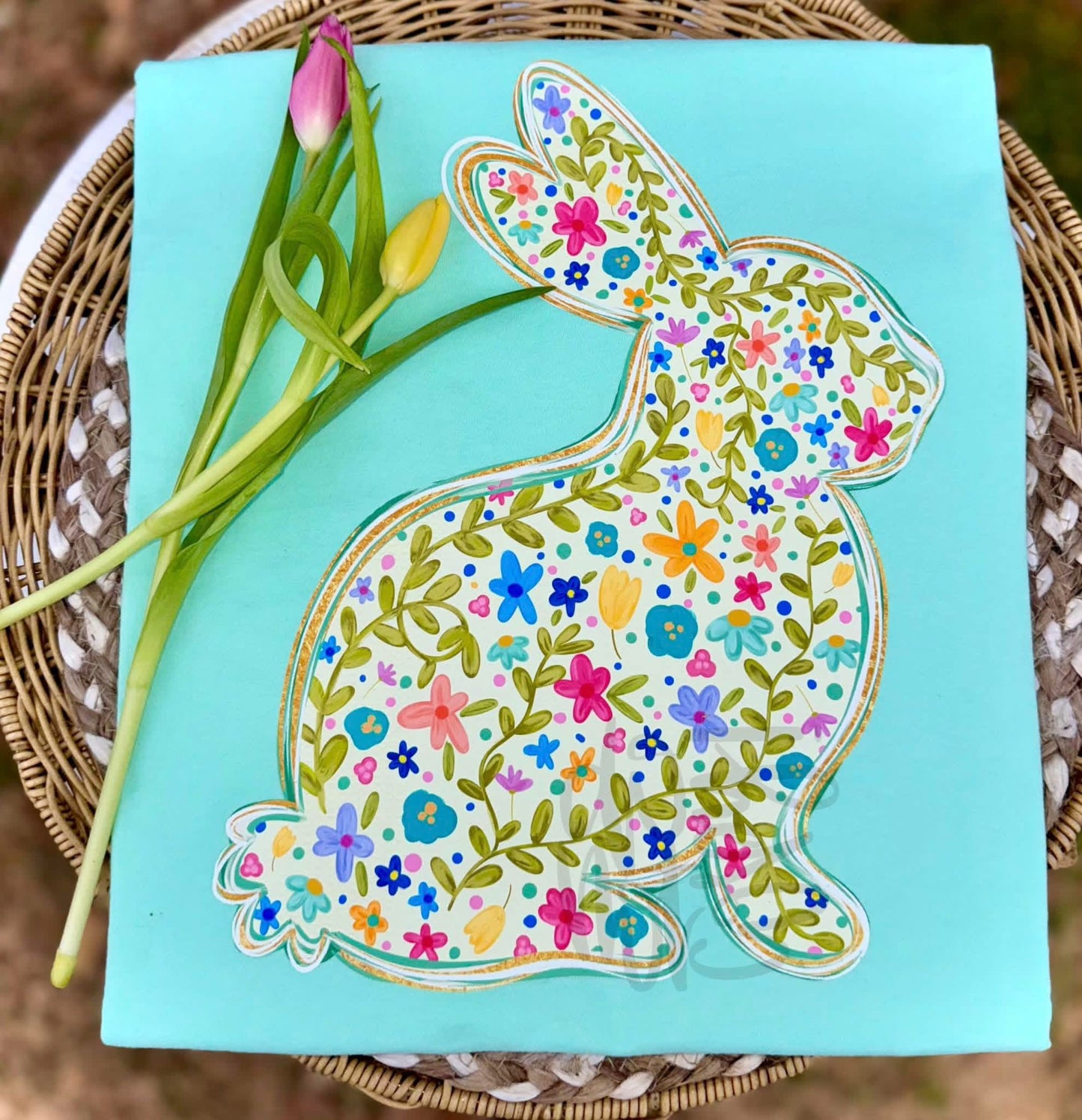 Floral Bunny- DTF Transfer