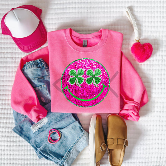 Shamrock Smile faux (FAKE) sequin- DTF Transfer