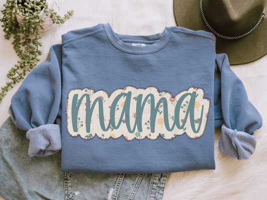 mama faux (fake) stitch embroidery spring theme-DTF Transfer
