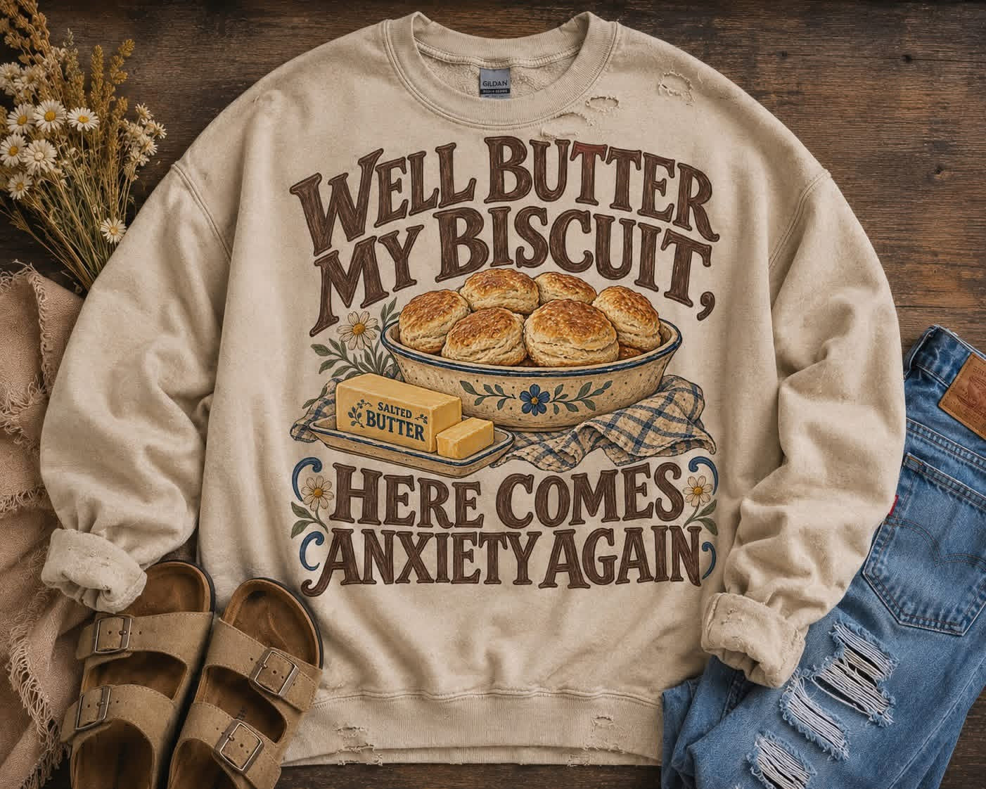 Well butter my biscuit  here comes anxiety again- DTF Transfer