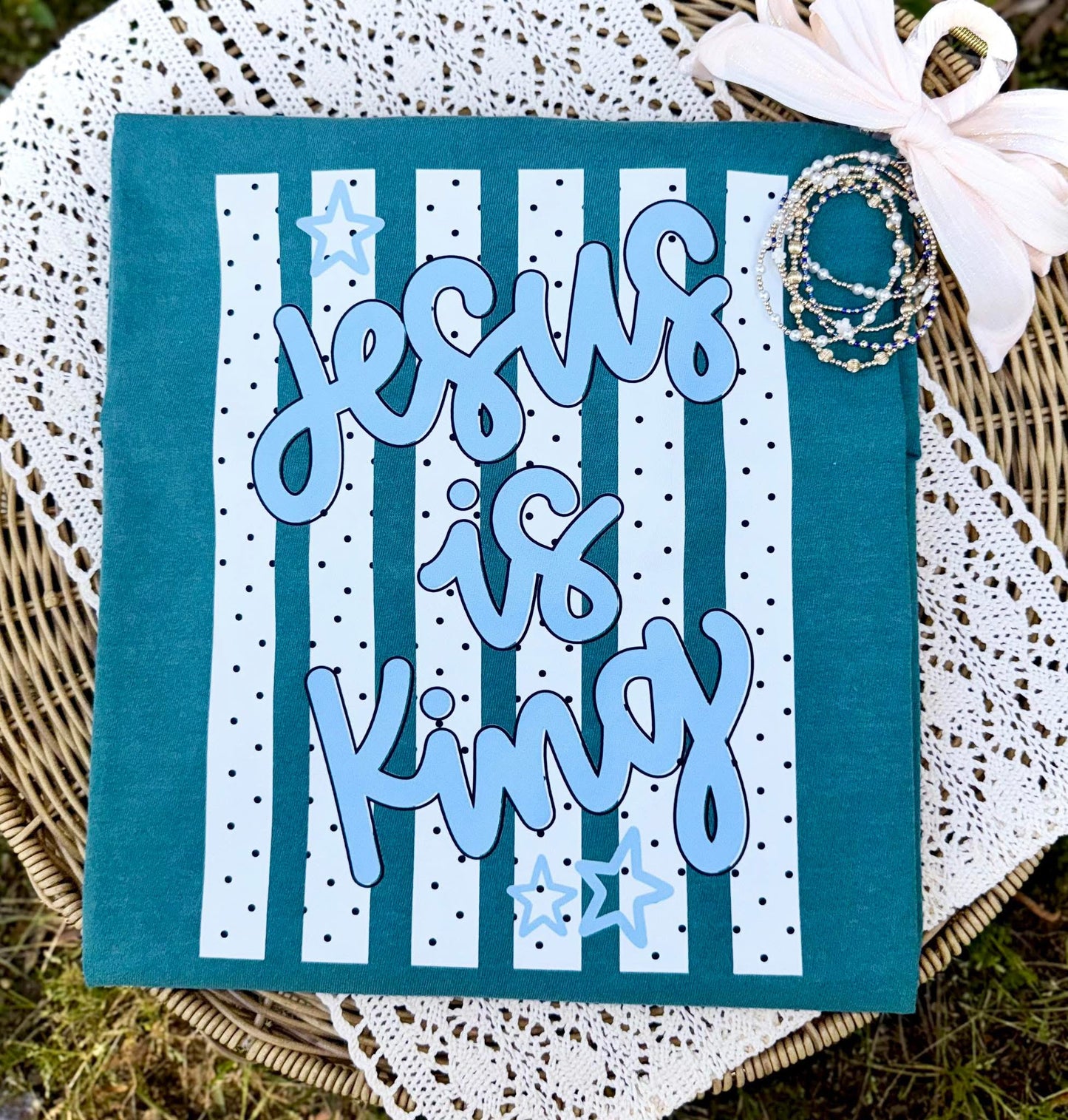 Jesus is King Polka Dot Stripped-DTF Transfer
