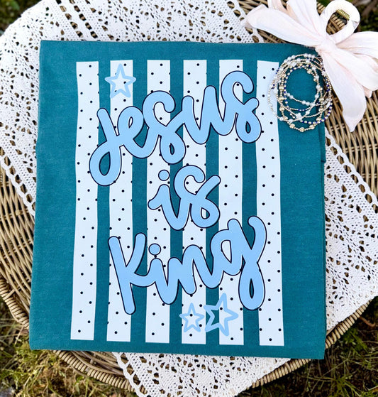 Jesus is King Polka Dot Stripped-DTF Transfer