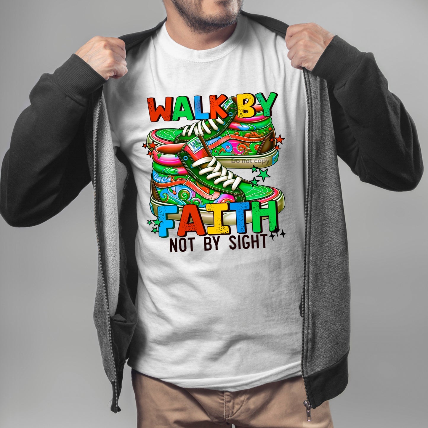 Walk by faith-bold script-DARK COLOR-DTF Transfer (black font)