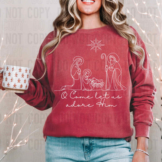 Oh Come Let Us Adore Him-Screen Print Transfer