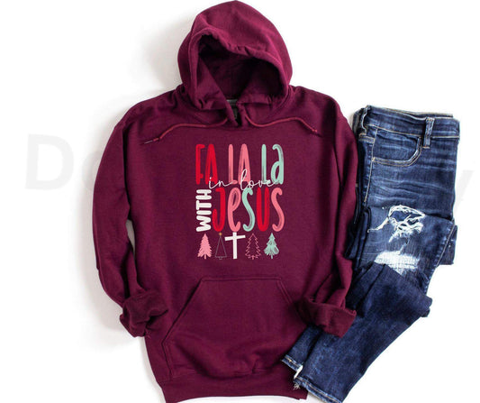 Fa la la in love with Jesus - GILDAN 18500 -HOODIE