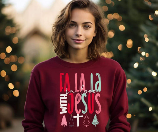 Fa la la in love with Jesus - sweatshirt