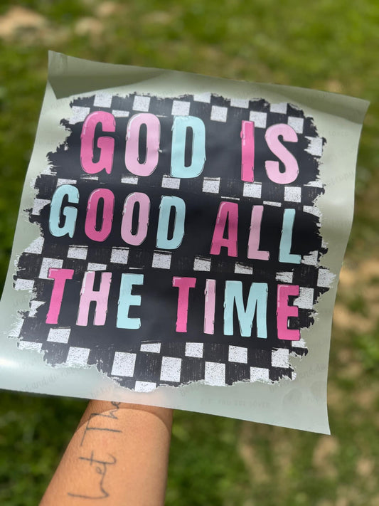 God is good all the time black checkered - Dtf Transfers