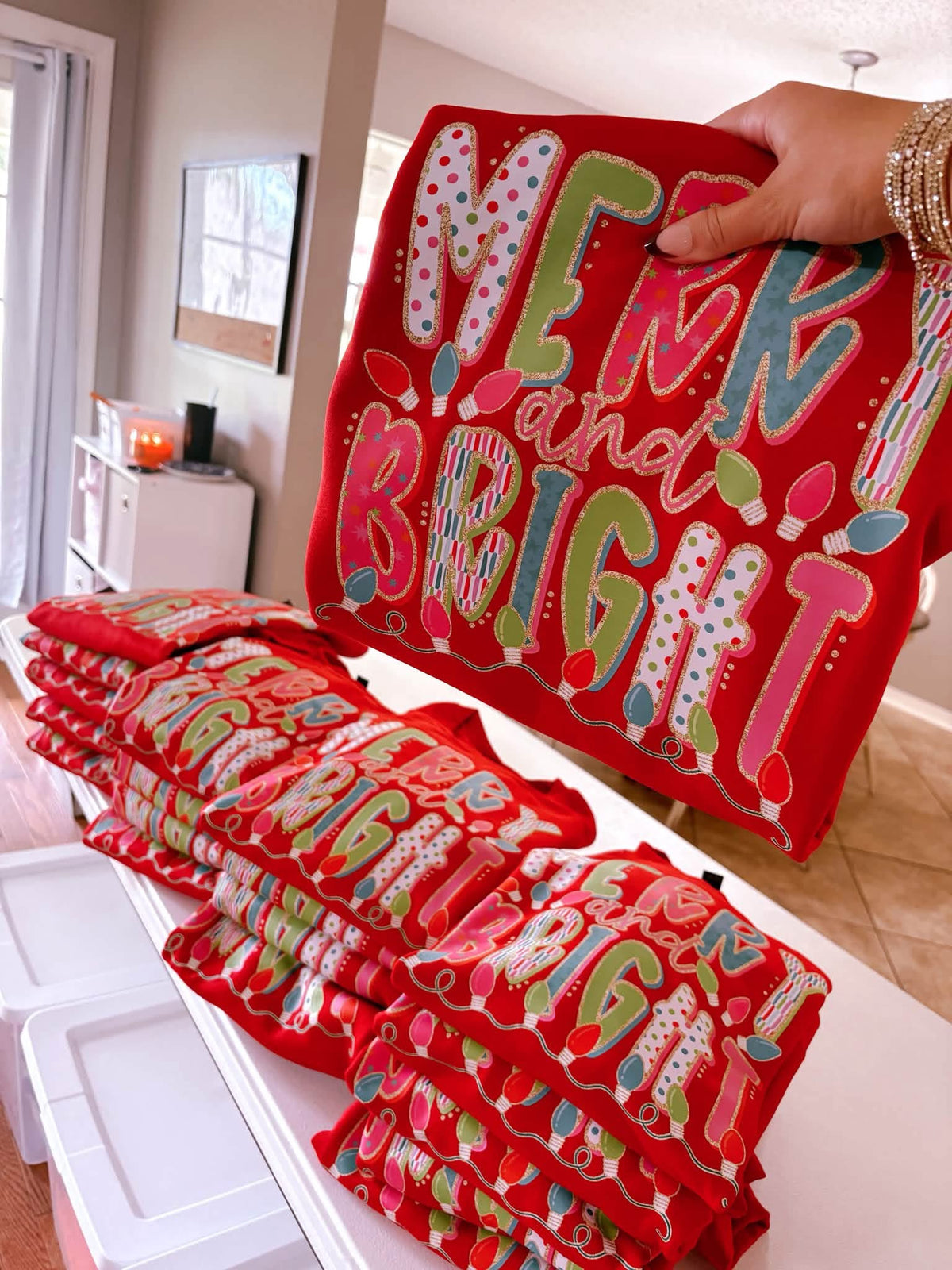 Merry & Bright- Red Gildan Tee 6400
