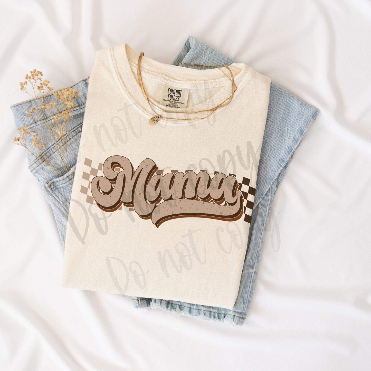 MAMA-tan checkered-Comfort Color-Tee