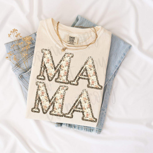 MAMA-gold faux sequin-DTF Transfer