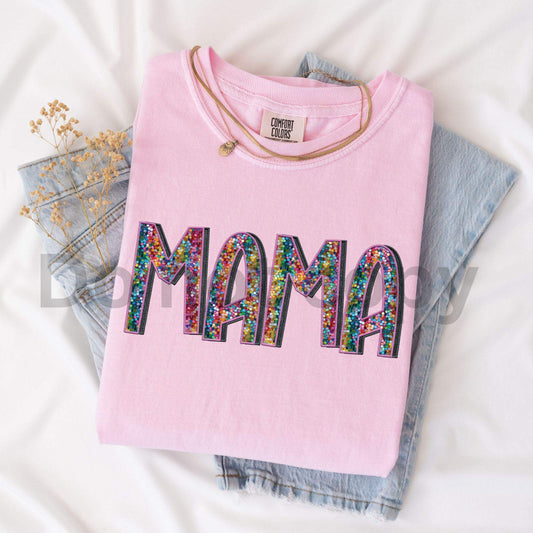 MAMA-colorful faux sequin-DTF Transfer