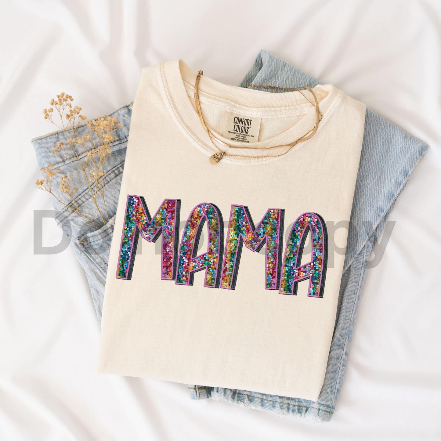 MAMA-colorful faux sequin-DTF Transfer