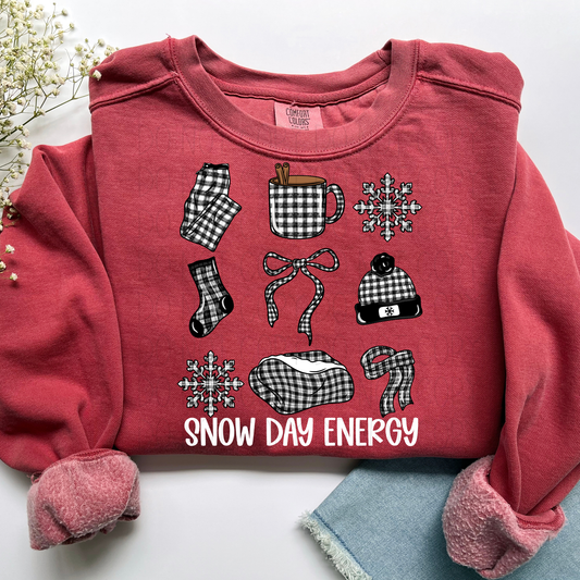 Snow Day Energy Buffalo Plaid- DTF Transfer