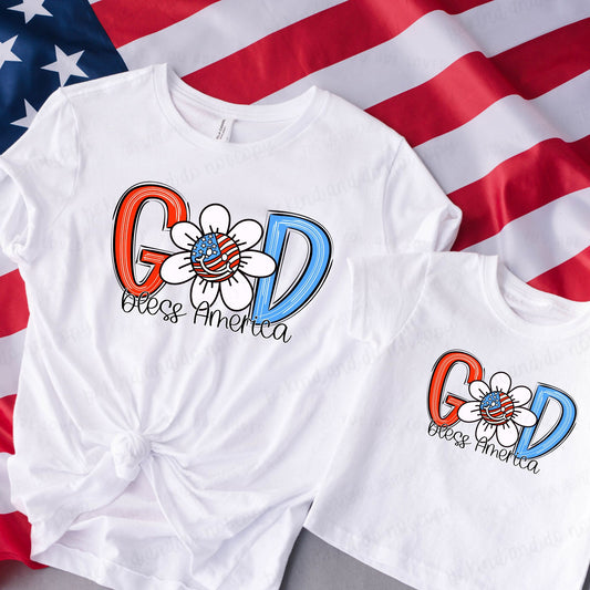 God bless America ( floral 4th of July)- Dtf Transfers