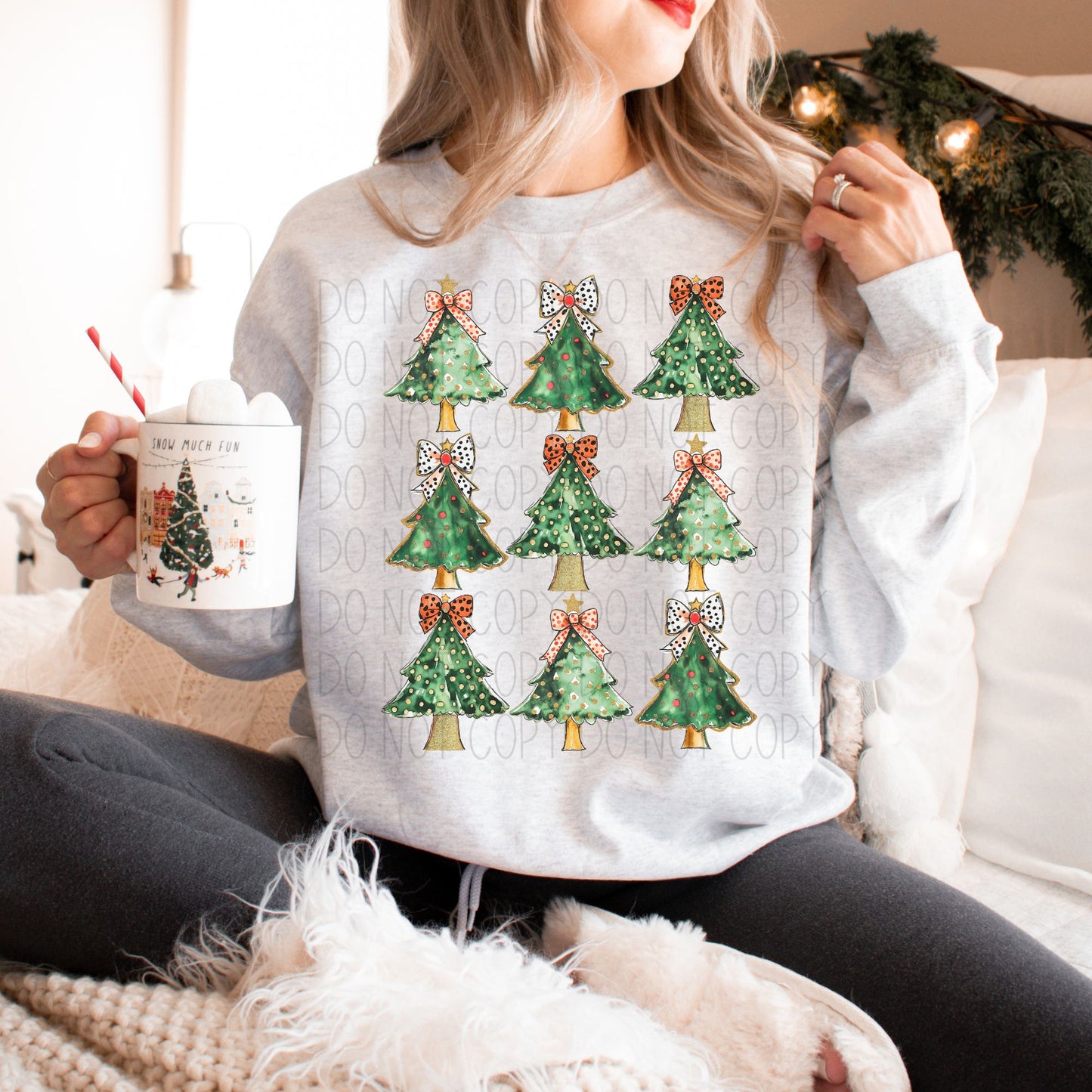Coquette watercolor glitter tree -DTF Transfer
