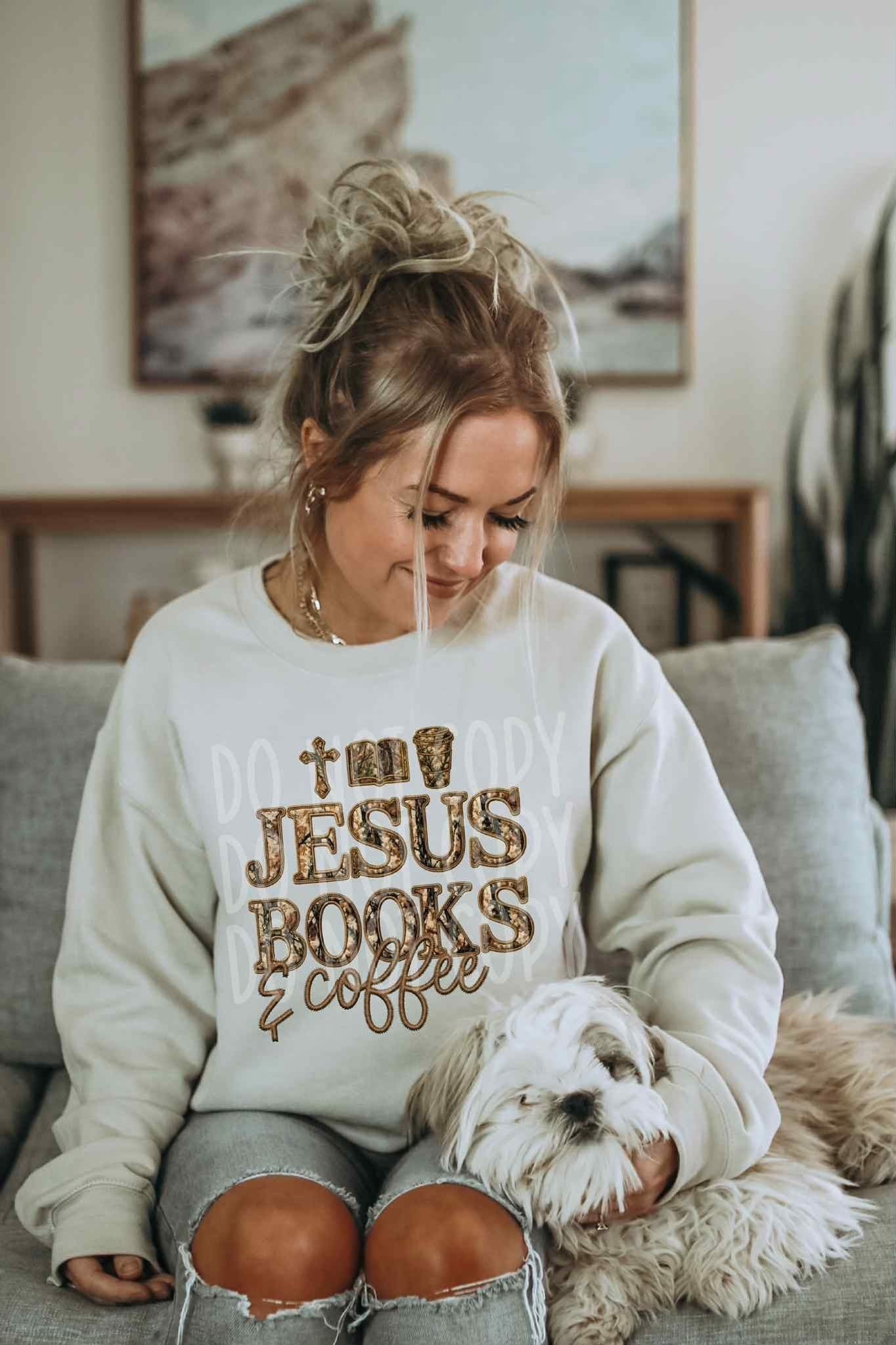 Jesus books & Coffee Camo- DTF Transfer