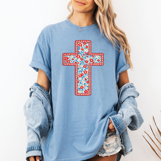 Floral cross-DTF Transfer