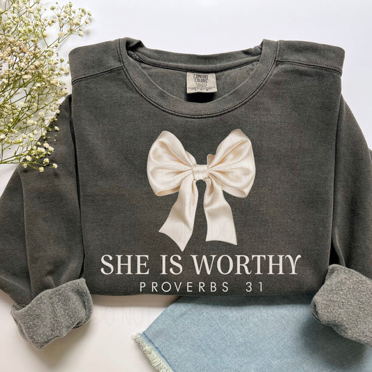 She is worthy BOW - DTF Transfer